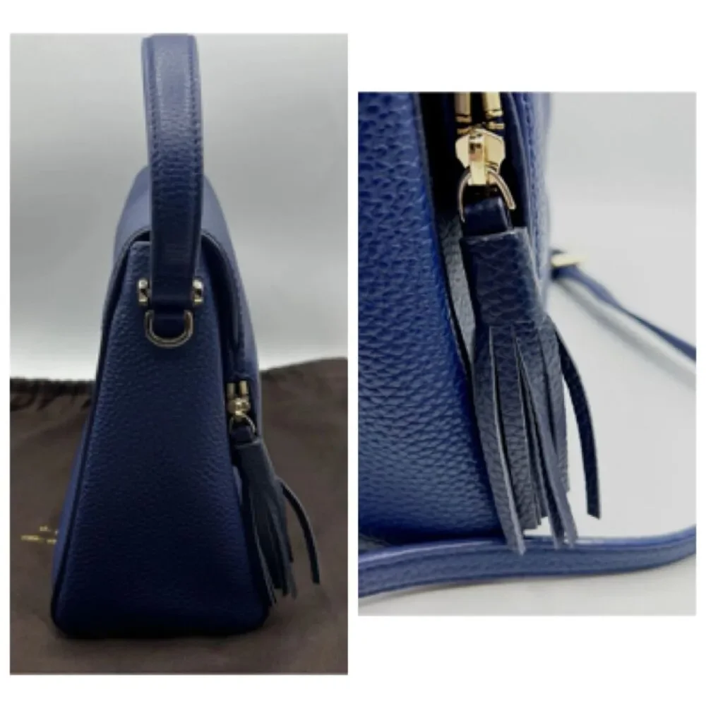 Kate Spade Miri Chester Street Handle Crossbody Bag Pebbled Leather Blue Flap
